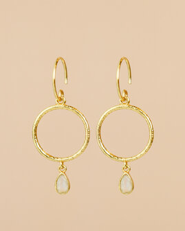 Muja Juma - oorbel -zilver verguld - Oberon - white moonstone 3x5mm pear