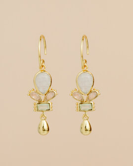 Muja Juma - oorbel -zilver verguld - Ariel - white moonstone 5x7mm pear