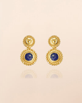 Muja Juma - oorbel -zilver verguld - stud Sagitta - lapis lazuli 2mm round