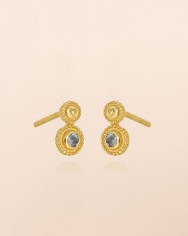 Muja Juma - oorbel -zilver verguld - stud Sagitta - labradorite 2mm round