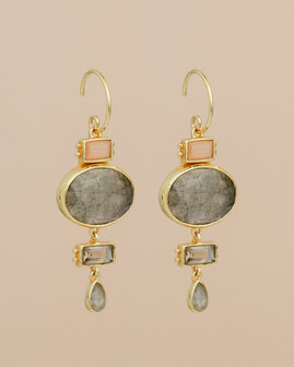 Muja Juma - oorbel -zilver verguld - labradorite 10x14mm oval