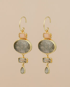 Muja Juma - oorbel -zilver verguld - labradorite 10x14mm oval