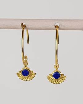 Muja Juma - oorbel -zilver verguld - Dorado - lapis lazuli 3mm round
