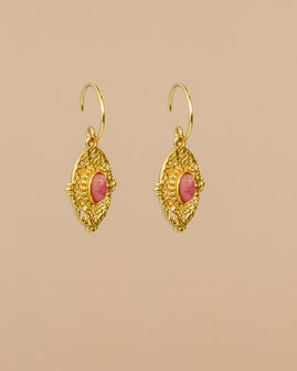 Muja Juma - oorbel -zilver verguld - Orion - rhodonite 3x5mm oval