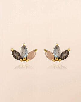 Muja Juma - oorbel -zilver verguld - stud Triton - smokey quartz 2,5x5mm