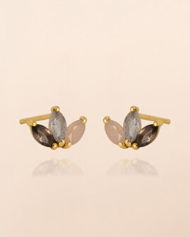 Muja Juma - oorbel -zilver verguld - stud Triton - smokey quartz 2,5x5mm