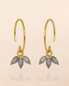 Muja Juma - oorbel -zilver verguld - Triton - labradorite 2,5x5mm