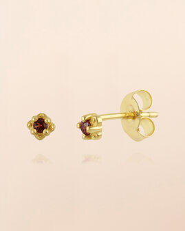 Muja Juma - oorbel -zilver verguld - stud Lepus - garnet 2mm round