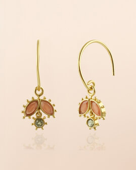Muja Juma - oorbel -zilver verguld -Corvus - peach moonstone 2,5x5mm