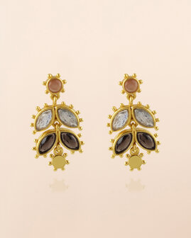 Muja Juma - oorbel -zilver verguld - stud - Corvus labradorite