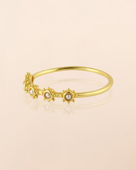 Muja-Juma - Ring - zilver verguld - Volans - Parel - maat 52