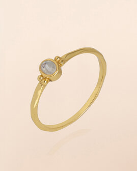 Muja-Juma - Ring - zilver verguld - Sinope - Witte maansteen - maat 52
