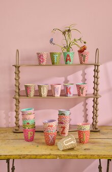Rice - Melamine Cup - alfabet letters  - Bloem