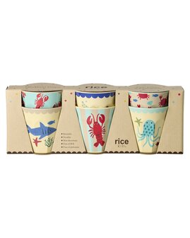 Rice - Melamine Cup - medium - Ocean Print Blue- Lobsters
