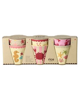 Rice - Melamine Cup - medium - Ocean Print Coral- Sea