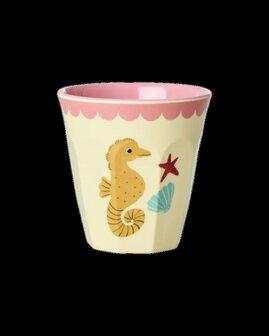 Rice - Melamine Cup - medium - Oceaan print koraal - Zeepaardje