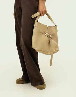 Natura - Tas - Leer - beige met gesp