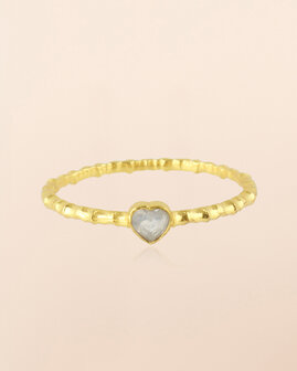 Muja-Juma - Ring - zilver verguld - Thebe - Witte maansteen - Maat 56