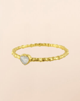 Muja-Juma - Ring - zilver verguld - Thebe - Witte maansteen - Maat 56