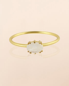 Muja-Juma - Ring - zilver verguld - Hyperion - Witte maansteen - maat 54