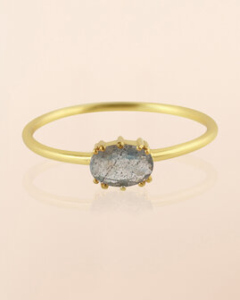 Muja-Juma - Ring - zilver verguld - Hyperion - Labradoriet - Maat 52