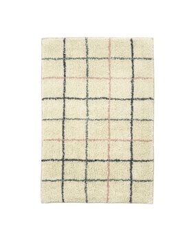 Madam Stoltz - badmat - off white - roze/lichtblauw - 60 x 90 cm