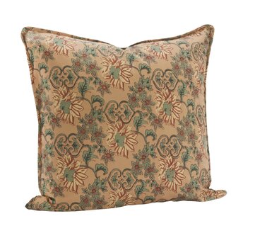 Madam Stoltz - Geprinte kussen- perzik/zeegroen/zand 50 x 50 cm