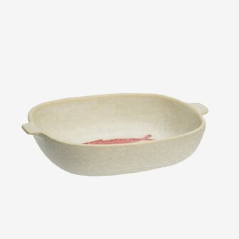 Madame Stoltz - Ovenschaal - Vis - Off white/ rood