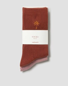 Natura - Set van 2 sokken - roest