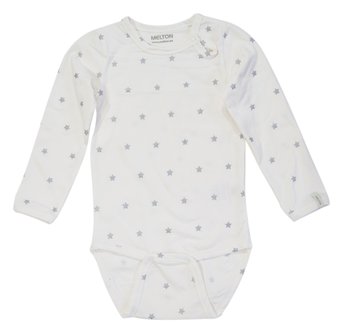 Melton romper white with silver stars (long sleeve)
