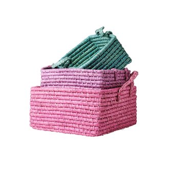 Rice - Square basket large - Hard pink