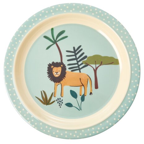 Rice - Melamine kids plate - green jungle Lion