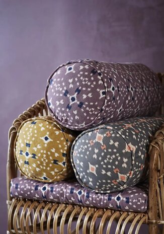 Madam Stoltz - Bolster pillow - Printed cotton - mustard yellow