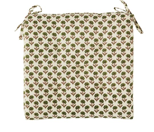 MADAM STOLTZ - Stoelkussen 45 x 45 cm -off white - groen - oud roze