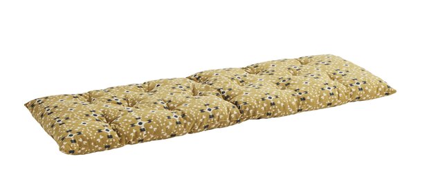 Madame Stoltz - matraskussen 45 x 125 - Mosterd/offwhite/donkerblauw
