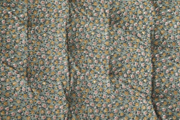 Madam Stoltz - matraskussen 70 x 180 - dusty groen, aqua, honey, roze