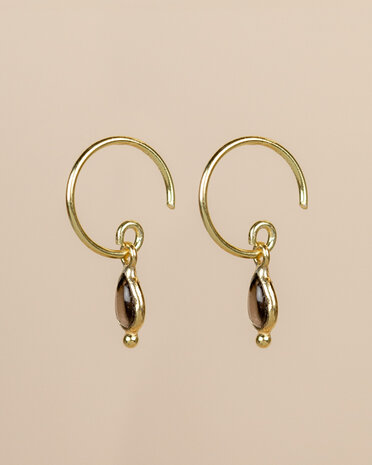 Muja Juma - Earring - goldplated - Baeus - Smoky quartz