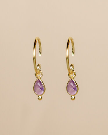 Muja Juma - Oorbel - verguld - Baeus - Amethyst