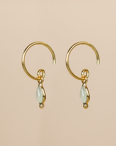 Muja Juma - Oorbel - verguld - Baeus - Aqua chalcedoon