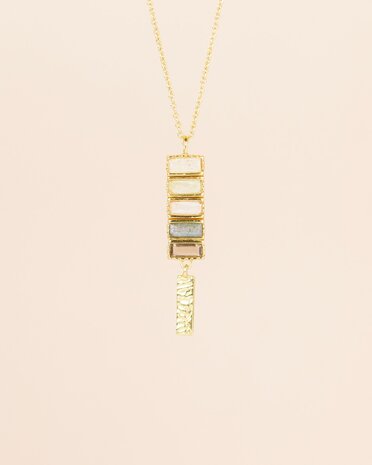 Muja Juma - necklace - Gold Plated - Cinnabar - White moonstone