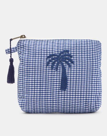 Natura -Toilettas - Klein - Vichy Palm - Wit/blauw