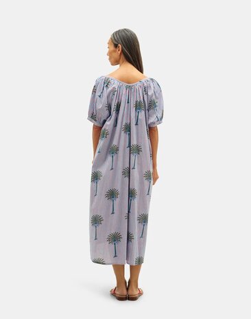 Natura - Lange Jurk met Gestreepte Print - Palmbomen - Tunica Palms