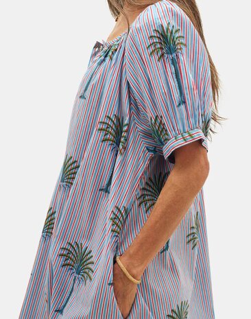Natura - Lange Jurk met Gestreepte Print - Palmbomen - Tunica Palms