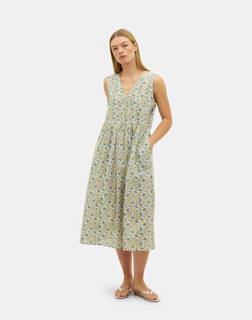 Natura - Lange Jurk met bloemen Print - Gabbie - Groen 