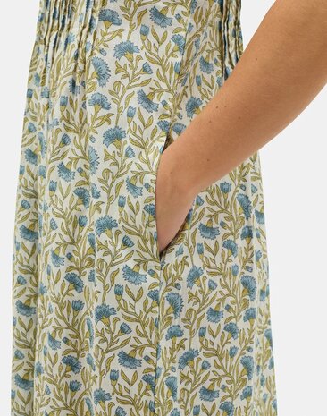 Natura - Lange Jurk met bloemen Print - Gabbie - Groen 