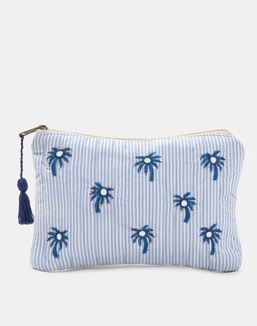 Natura -Toilettas - Klein - Indian stripes - Wit/blauw