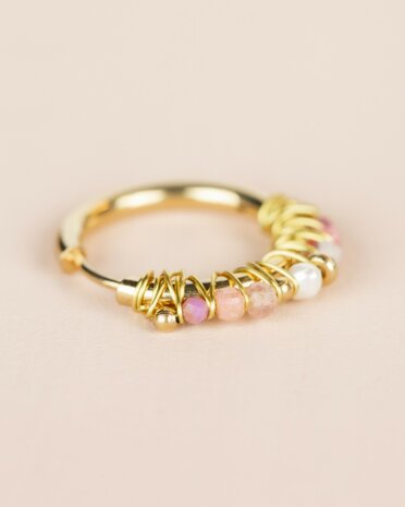 Muja Juma - Oorbel - Stainless Steel - Rhodochrosiet - Gemengde Edelstenen - Parels
