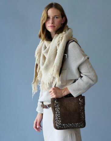 Natura - Suede leather bad - Studs - Brown