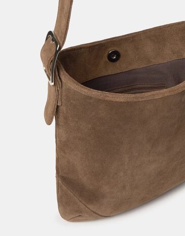 Natura - Crossbody bag - Suede - Chocolate brown
