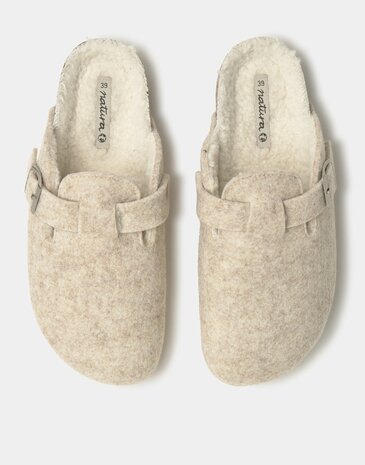 Natura - Schoen - Klomp - Vilt/teddy - off white